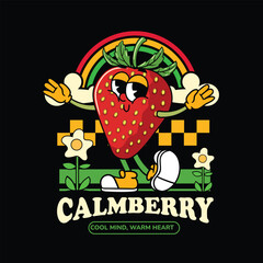 Cute strawberry Fruit character illustration