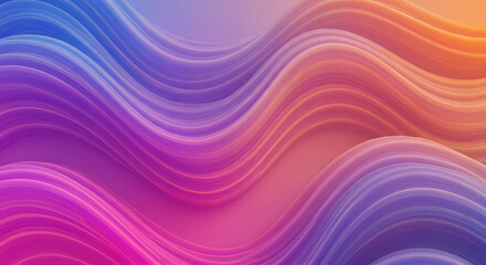 Obraz premium Dynamic Fluid Waves in Vibrant Gradient Colors - Blue to Purple to Orange Abstract Design