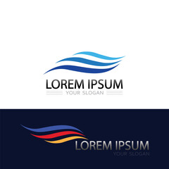 Blue ocean water wave modern abstract vector logo icon for company branding