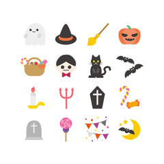 Fototapeta premium ハロウィンアイコンセット：おばけ・かぼちゃ・魔女 - Halloween Icon Set: Ghost, Pumpkin, and Witch