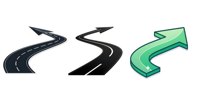 Set of curve arrow icon flat style png formet 