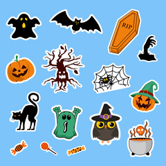 Fototapeta premium colorful halloween sticker vector collection