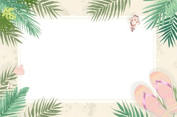 Summer Beach Party Illustration pastel minimal mockup blank frame for background