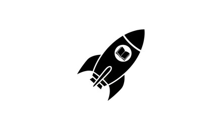 Rocket ship with book illustration