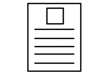 Paper icon with an image placeholder at the top and text lines below, black outline style