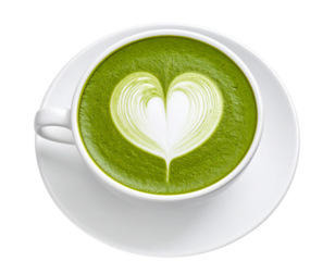 Matcha latte, vibrant green tea beverage, isolated on white background, creamy texture, frothy top, freshly whisked, antioxidant-rich, energizing drink, cozy morning ritual, café favorite, delicate fl