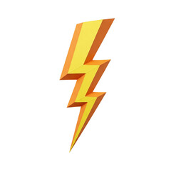 3d yellow lightning bolt icon for power or energy