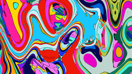 Colorful, abstract, fluid, and geometric background for a music festival