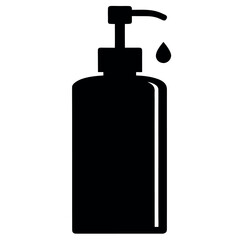 Fototapeta premium Vector art of black silhouette of a pump bottle dispenser with a drop of liquid
