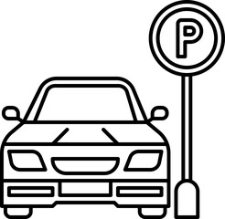 Car parking icon.Parking and traffic signs isolated on white background. Vector illustration. Parking location. Public parking and parking location symbol.Car parking sign in different variations