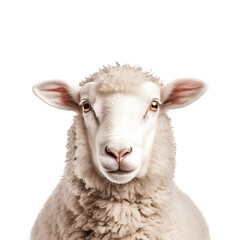 Fototapeta premium A white sheep standing upright, showcasing its woolly coat and distinct features