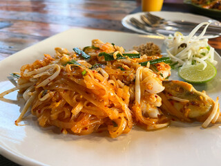 Thai food Pad thai, Stir-fried rice noodles with shrimp