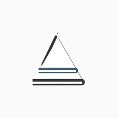 Abstract Illustration of Books and Pencil Forming a Triangle Shape