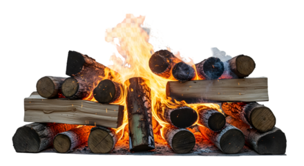 firewood in the fireplace