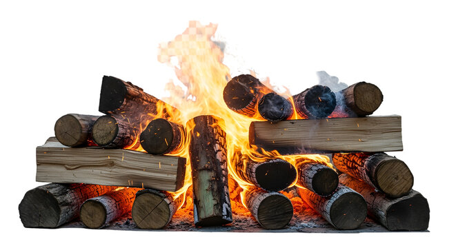 firewood in the fireplace