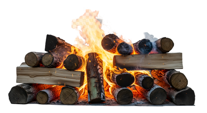 firewood in the fireplace