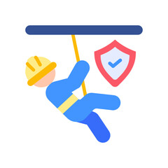 Fall Protection flat color icon