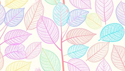 A vibrant display of translucent leaves in pastel hues, creating a delicate and airy pattern.