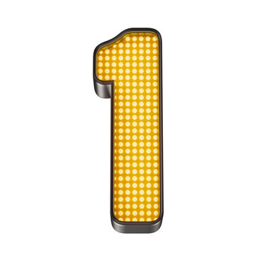 N&uacute;mero um com LEDs dourados, letreiro met&aacute;lico 3D, fundo transparente. Especial Ofertas de Black Friday.
