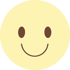 A smiling yellow face with brown eyes and a smile.