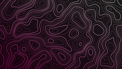 Pink Topographic Contour Lines on Dark Background topographic map