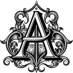 Gothic Typography Styles Ornate Letter A Monogram Design