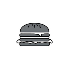 Monochrome Burger Icon: Delicious Fast Food Graphic for Menus, Websites, and Branding