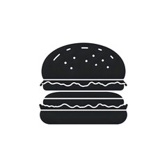 Black Burger Icon: Minimalist Food Design Element