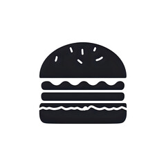 Silhouette Burger Icon: Minimalist Fast Food Graphic