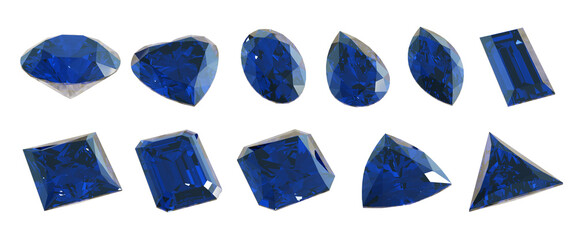 様々な種類の形のサファイアのセット2