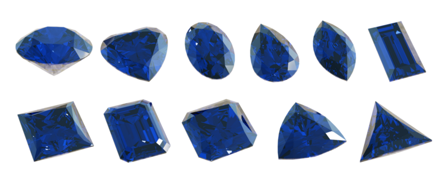 様々な種類の形のサファイアのセット2