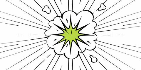 A vibrant comic book-style explosion graphic.  Bright, lime green radiating outward from a central white burst.  The background is filled with radiating lines and a dotted effect, adding to the dynami
