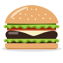 Delicious Burger Illustration: Cartoon Style Fast Food Graphic