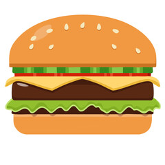 Juicy Cheeseburger Illustration: Delicious Fast Food Graphic for Menus & Websites