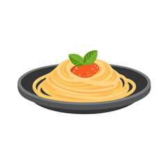 Plate of Spaghetti with Tomato Sauce and Basil: Italian Cuisine Food Photography