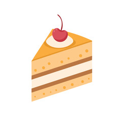Delicious Cake Slice: Creamy Layers & Cherry Topping - Perfect for Bakery Websites & Menus