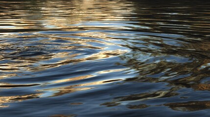 Serene water surface ripples with warm golden sunlight reflecting beautifully