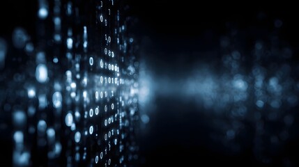 Floating data code in a digital cyberspace background with depth and lighting