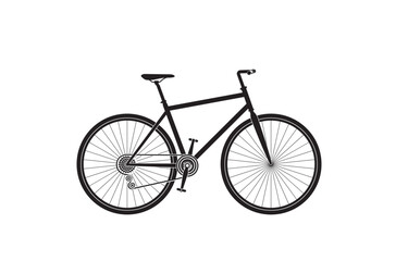 Silhouette of flat bar hybrid bicycle isolated white background