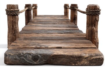 Naklejka premium Wooden pier bridge, weathered planks, nautical style