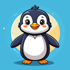 Obraz premium Cute Cartoon Penguin Standing Proudly