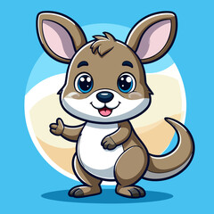 Adorable Cartoon Kangaroo with Big Eyes and Friendly Pose