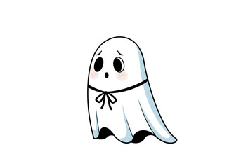 Fototapeta premium A shy little ghost with blushing cheeks and a ribbon tie