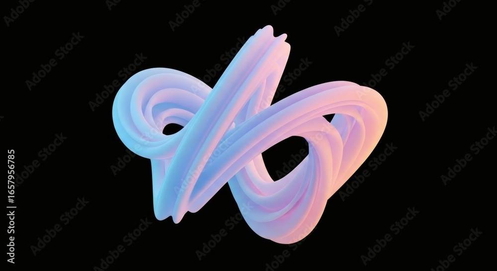 Canvas Prints abstract intertwined tube with soft gradient colors on black