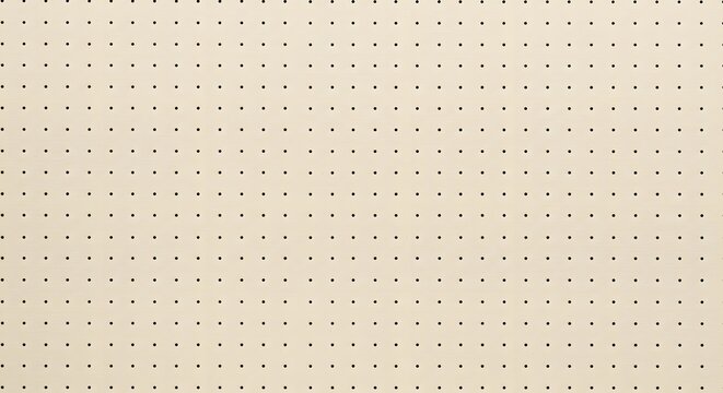 Symmetrical Grid of Holes on a Light Wood Pegboard a Minimalist and Organized Background Texture.