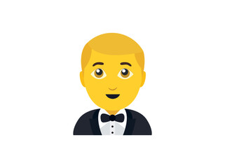 man in tuxedo men gentleman suit bow groom husband wedding gala person emoji symbol sign icon vector illustration isolated flat party