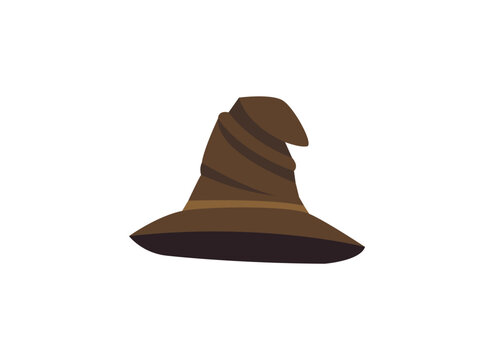 mage pointy hat witch brown leather halloween wizard emoji symbol sign icon vector illustration isolated flat