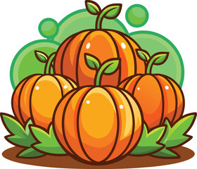 Autumn Halloween Elements Cute Pumpkins Cartoon Illustration