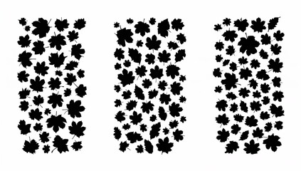 Black maple leaf pattern on white background for design