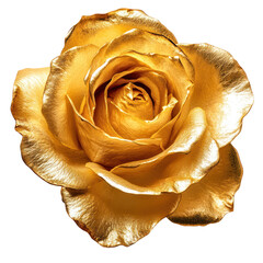 golden rose flower isolated on white or transparent background